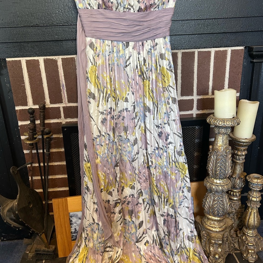 BCBGMaxAzria Pink and Purple Strapless Sundress